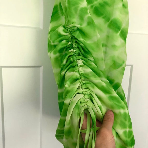 Revolve h:ours Fidelity Ruched Mini Dress Green Tie Dye Y2K Size Small - Picture 10 of 14